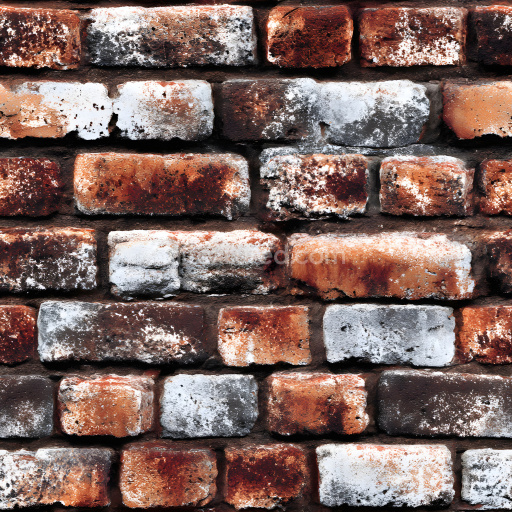 Seamless 3D Cracked Rusty Brick Wall PBR Texture with White Paint Marks