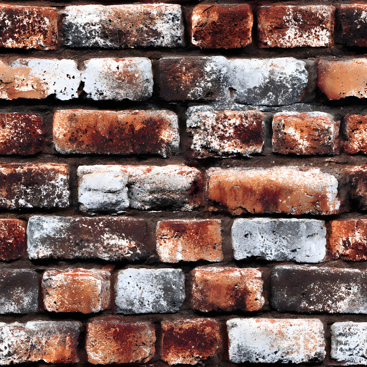 Cracked Rusty Brick Wall with White Paint Marks seamless PBR texture preview