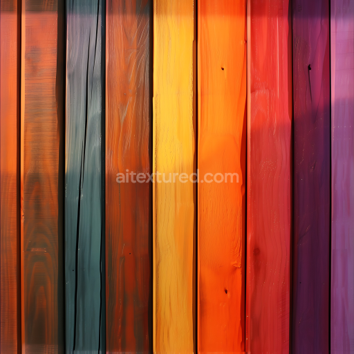 Seamless 3D Painted Wood PBR Texture with Vibrant Colorful Planks