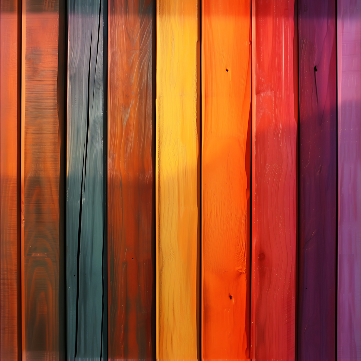 Painted Wood with Vibrant Colorful Planks seamless PBR texture preview