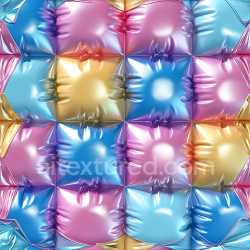 seamless Seamless 3D Inflated Vinyl Pillow PBR Texture in Multicolor Metallic Sheen texture 8k free download PBR