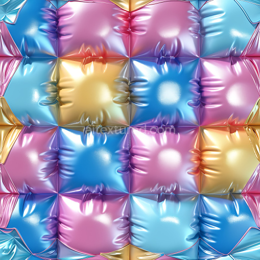 Seamless 3D Inflated Vinyl Pillow PBR Texture in Multicolor Metallic Sheen