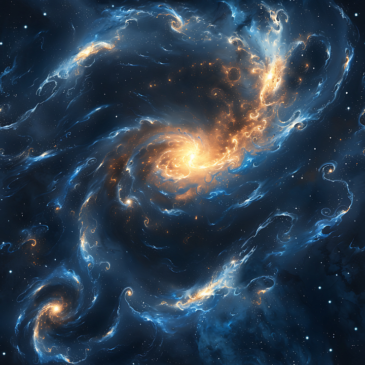 Space Featuring Swirling Galaxy Nebula Clouds with Luminous Orange and… seamless PBR texture preview