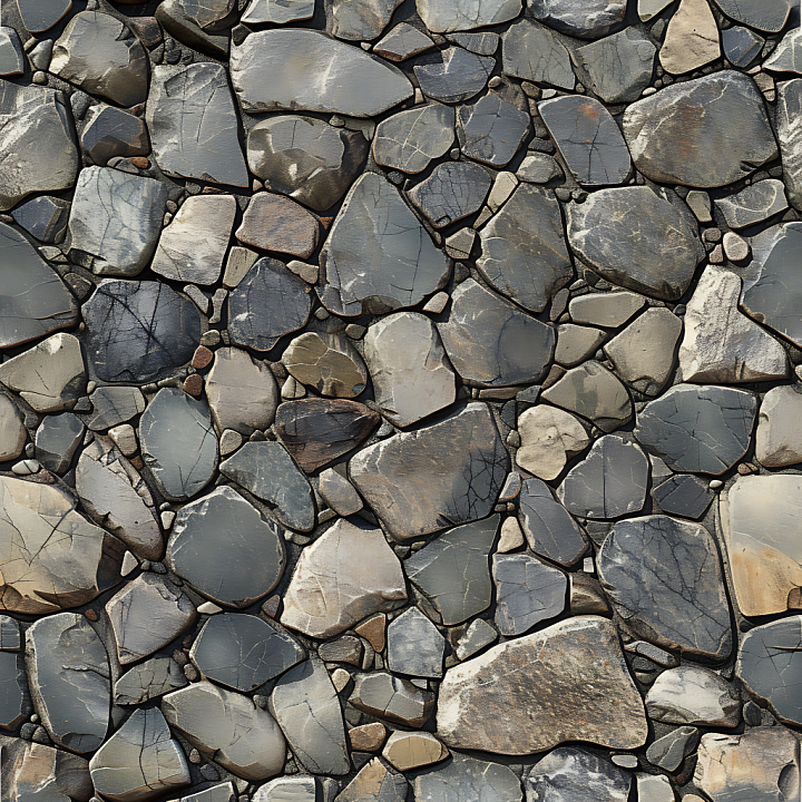 Natural Stone Cobblestone With Varied Slate Tones seamless PBR texture preview