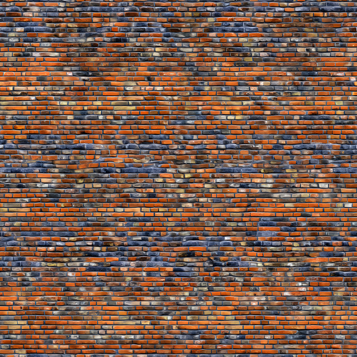 Cracked Red Brick Wall with Dark Soot and Weathered Damage seamless PBR texture preview