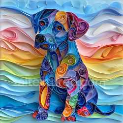 seamless Seamless 3D PBR Texture Featuring Blue Lacy Dog Origami Style with Vivid Spiral Patterns texture 8k free download PBR