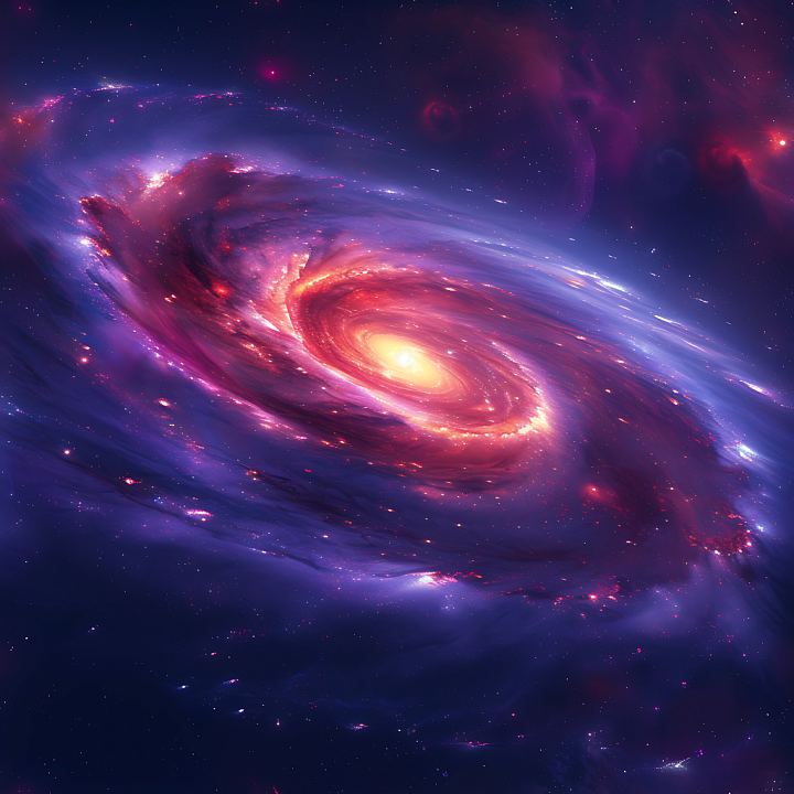 Space Featuring a Luminous Spiral Galaxy Nebula in Vibrant Purples and… seamless PBR texture preview