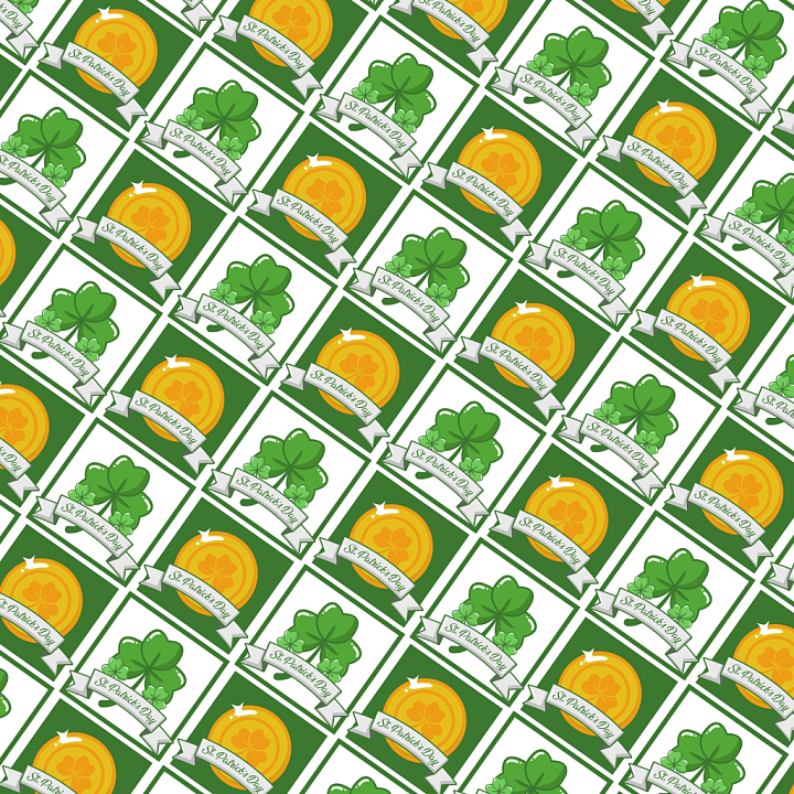 Featuring St Patrick's Day Gold Coins & Shamrocks Pattern seamless PBR texture preview