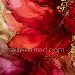 seamless Seamless 3D Alcohol Ink PBR Texture Featuring Vibrant Red and Gold Marbling texture 8k free download PBR