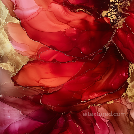 Alcohol Ink PBR Texture Featuring Vibrant Red and Gold Marbling Alcohol ink texture preview