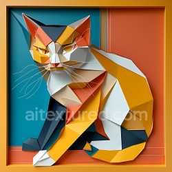 seamless Seamless 3D PBR Texture Featuring Cat Origami Style with Bold Color Blocking texture 8k free download PBR