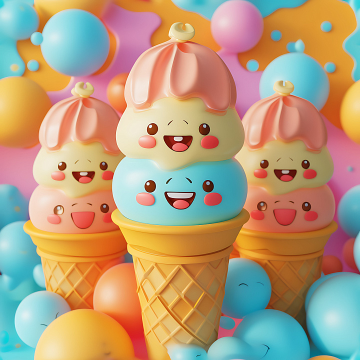 Inflated Vinyl Bubble in Soft Pastel Palette seamless PBR texture preview