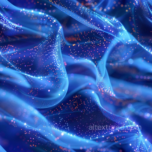 Seamless 3D PBR Texture of Glossy Blue Fabric with Shimmering Multicolor Speckles texture preview