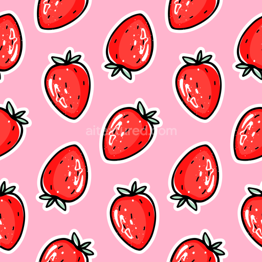Seamless 3D PBR cartoon strawberry pattern fabric texture in pink
