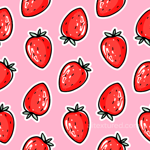 Cartoon Strawberry Pattern Fabric Texture In Pink seamless Baby girl  PBR texture