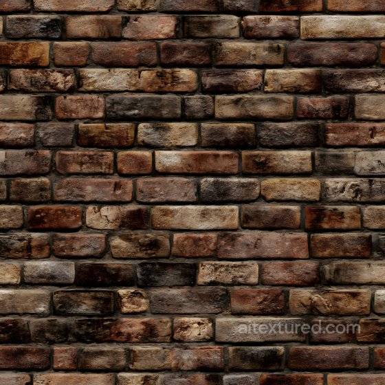 Aged Cracked Brick Wall Seamless Texture with Weathered Brown and Dark Tones Brick texture preview