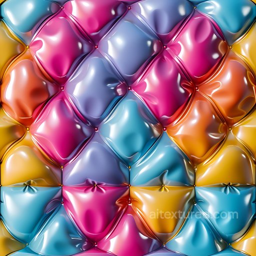 Inflated PBR Texture of Colorful Quilted Vinyl Cushioned Panels seamless Inflated PBR texture