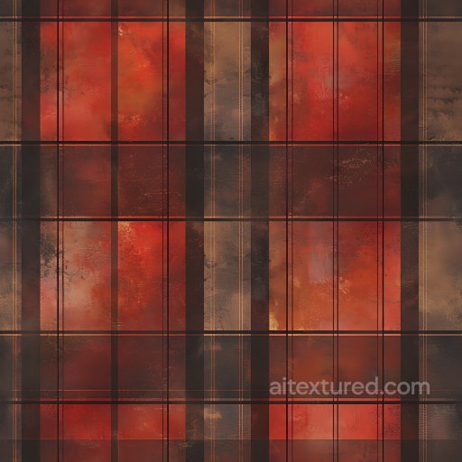 Seamless 3D PBR Texture of Retro Plaid Pattern with Warm Reds and Browns texture preview