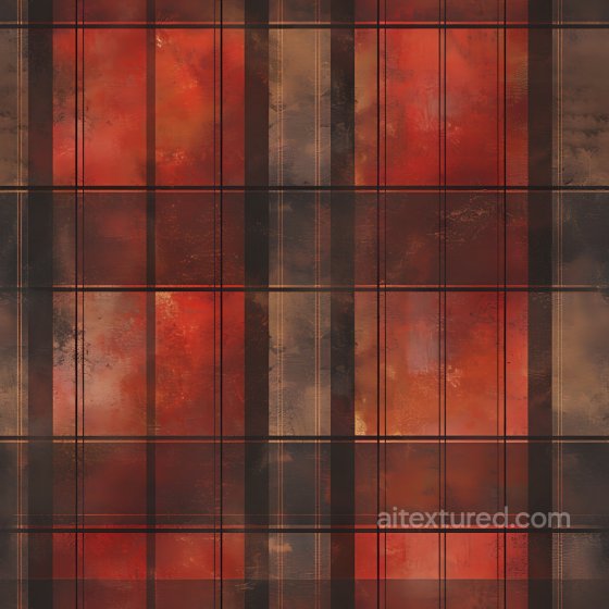 Plaid Pattern Rusted Metal PBR Texture with Warm Reds and Browns Plaid texture preview