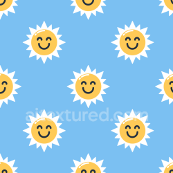 seamless Seamless 3D PBR Texture Featuring Cheerful Yellow Sun Faces on Blue texture 8k free download PBR