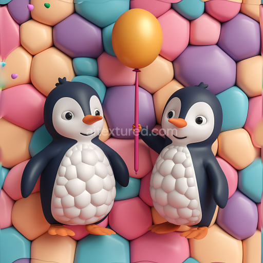 Seamless 3D Inflated PBR Texture with Colorful Bubble Cell Padding Pattern