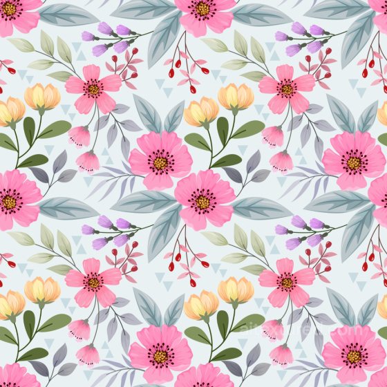 Floral Texture with Soft Pastel Flowers and Leaves Floral texture preview
