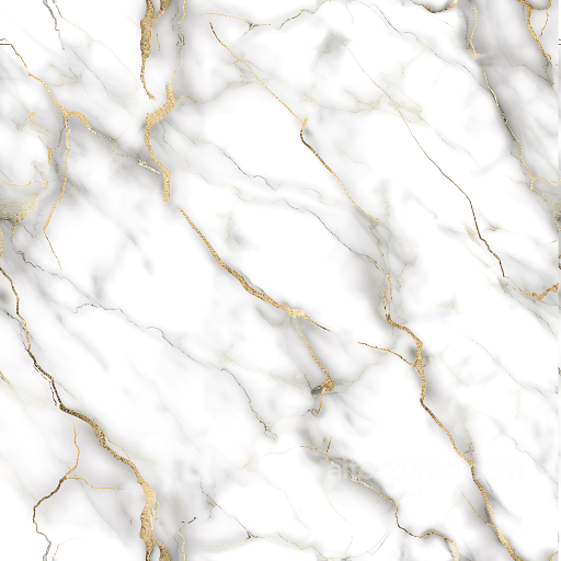 White Marble PBR Texture with Glossy Finish and Gold Vein Detailing seamless Marble PBR texture