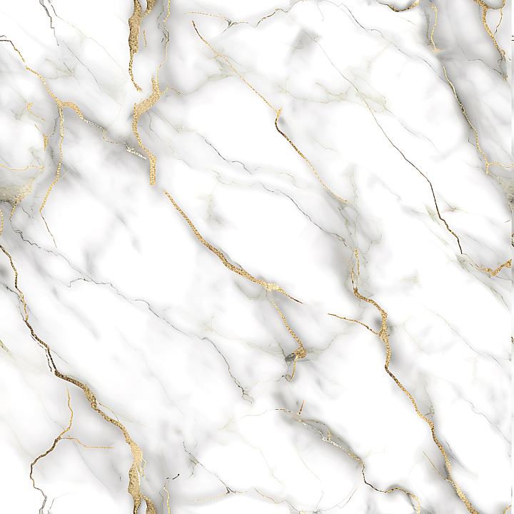 White Marble with Glossy Finish and Gold Vein Detailing seamless PBR texture preview