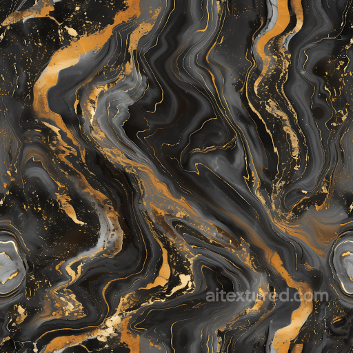 Black Marble PBR Texture with Polished Gold Vein Patterns seamless Marble PBR texture
