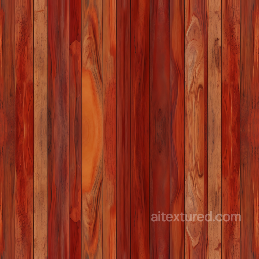 Red Hardwood Plank Texture with Rich Grain and Warm Tones seamless Wood PBR texture