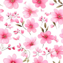 seamless Seamless 3D PBR Pink Flower Pattern Texture with Soft Petals and Delicate Stems texture 8k free download PBR