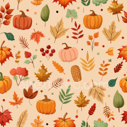 seamless Seamless 3D PBR texture with colorful autumn leaves and pumpkins for Thanksgiving texture 8k free download PBR