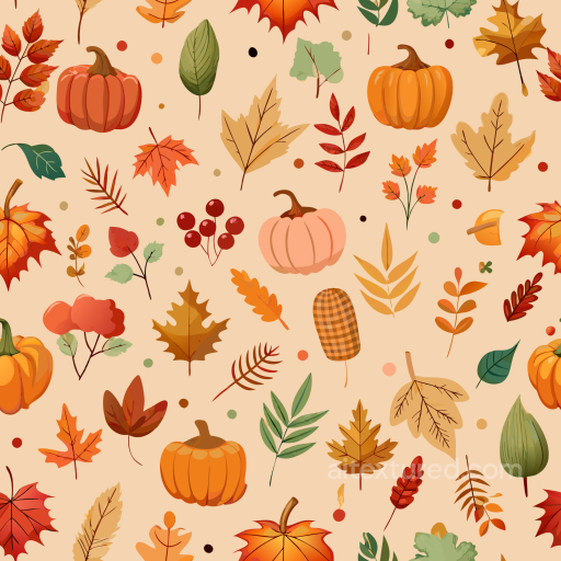 With Colorful Autumn Leaves And Pumpkins For Thanksgiving seamless Thanksgiving PBR texture