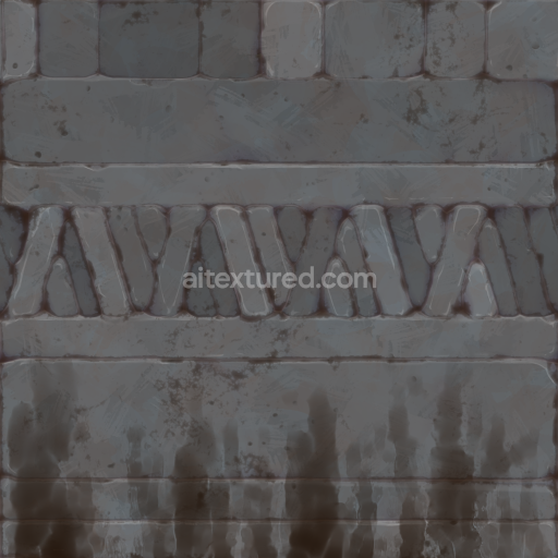 Stylized Cartoon Handpainted Sculpted Stone Wall — Seamless PBR Texture