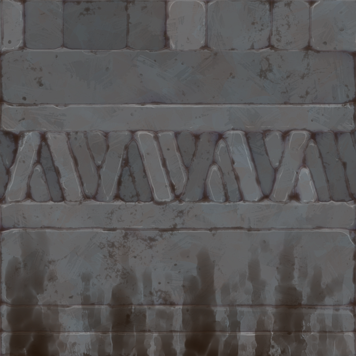 Stylized Cartoon Handpainted Sculpted Stone Wall seamless PBR texture preview