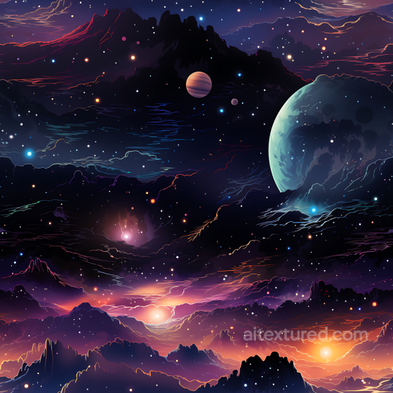 Space PBR Texture Featuring Cosmic Starfield and Colorful Planetary Nebula Star, space, planets texture preview