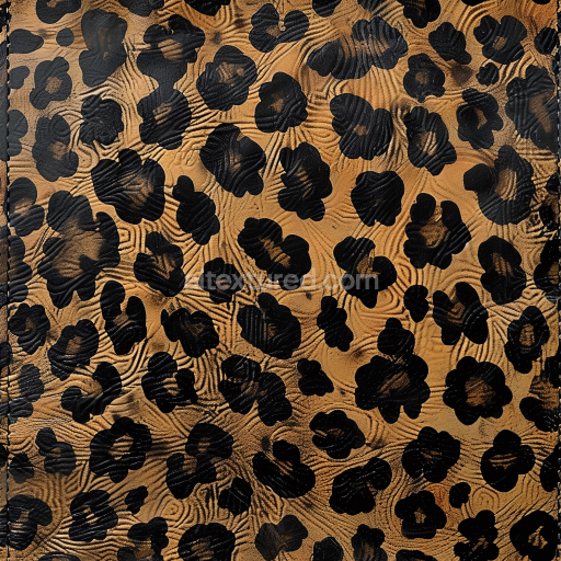 Seamless 3D PBR Leopard Print Embossed Leather Texture with Distinctive Grain and Pattern