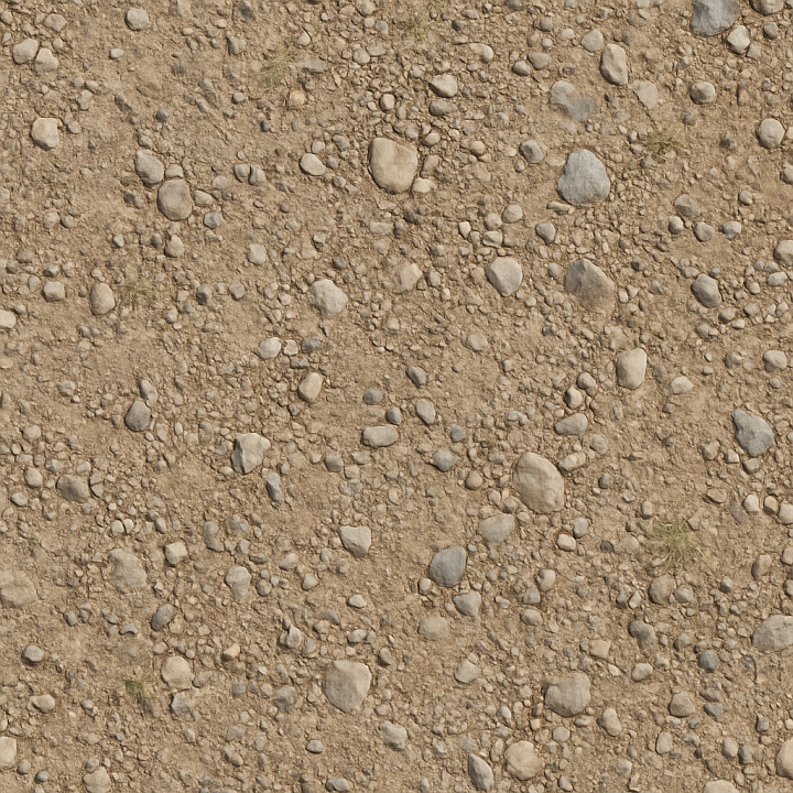 Gravel Loose With Dry Surface And Pebbles Scattered Natural Wear Asphalt seamless PBR texture preview