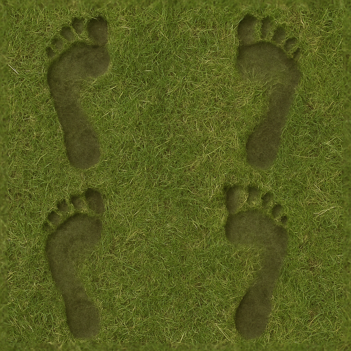 Wet Grass With Footprint Moisture And Shallow Human Footprints seamless PBR texture preview
