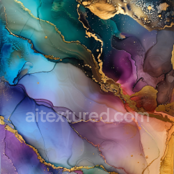 seamless Seamless 3D Alcohol Ink PBR Texture Featuring Blue, Violet, and Gold Fluid Swirls texture 8k free download PBR