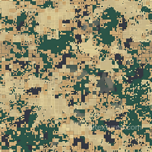 Digital Pixel Desert Camouflage PBR Texture with Blocky Geometric Pattern seamless Color Camouflage PBR texture