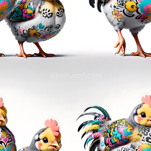 Seamless 3D PBR Graffiti Texture Featuring Colorful Floral and Heart Patterns