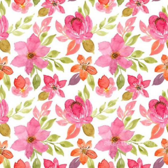 Pink Flower Texture of Pink and Orange Watercolor Flowers on Fabric Pink Flower texture preview