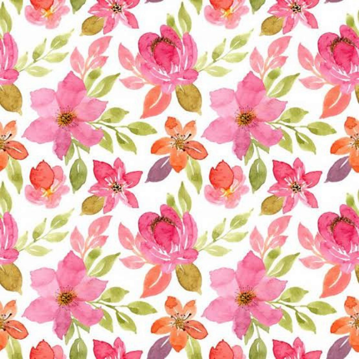 Pink Flower of Pink and Orange Watercolor Flowers on Fabric seamless PBR texture preview