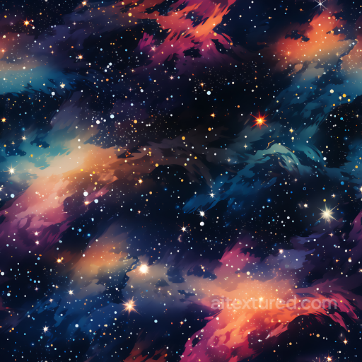 Space PBR Texture Featuring Vibrant Galactic Nebula and Starfield seamless Star, space, planets PBR texture