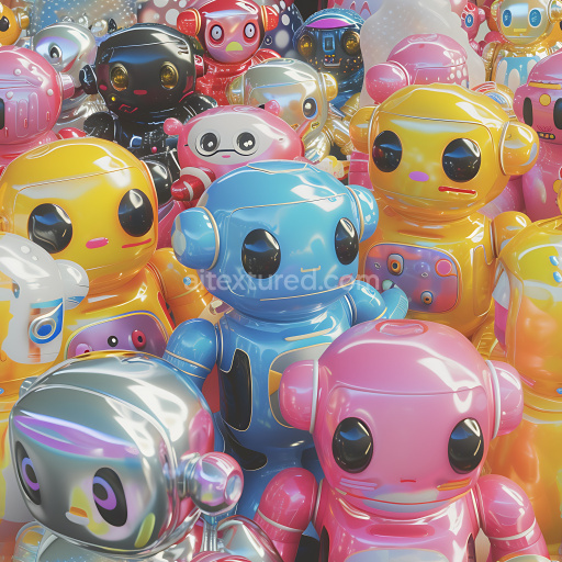 Seamless 3D Inflated Vinyl Robot Surface PBR Texture in Glossy Colorful Finish