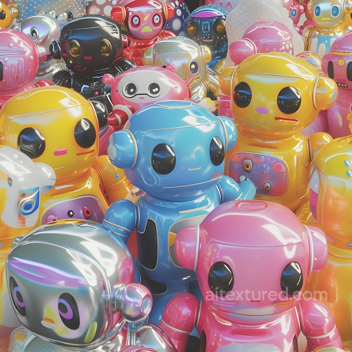 Inflated Vinyl Robot Surface PBR Texture in Glossy Colorful Finish seamless Inflated PBR texture