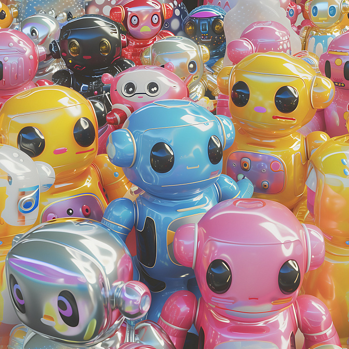Inflated Vinyl Robot Surface in Glossy Colorful Finish seamless PBR texture preview