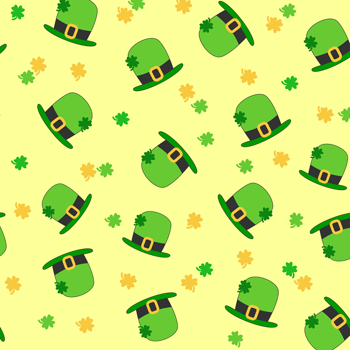 St Patrick Digital Paper Bundle of Green St Patrick Hat and Shamrock Pa… seamless PBR texture preview