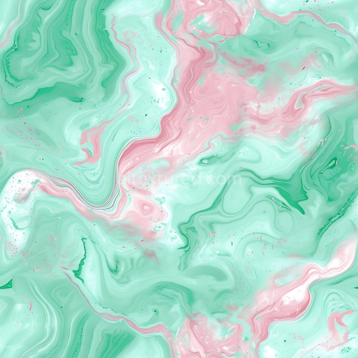 Seamless 3D Pastel Pink and Mint Marble PBR Texture with Swirling Veins